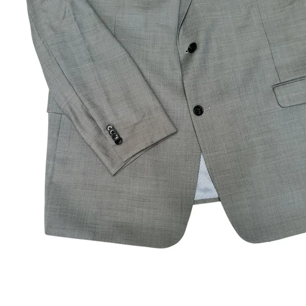 Tommy Hilfiger Gray Worsted Wool 2-Btn 2 Vent Sport Coat Blazer Jacket 48L Long